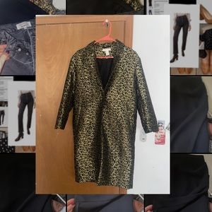 Green leopard jacket.